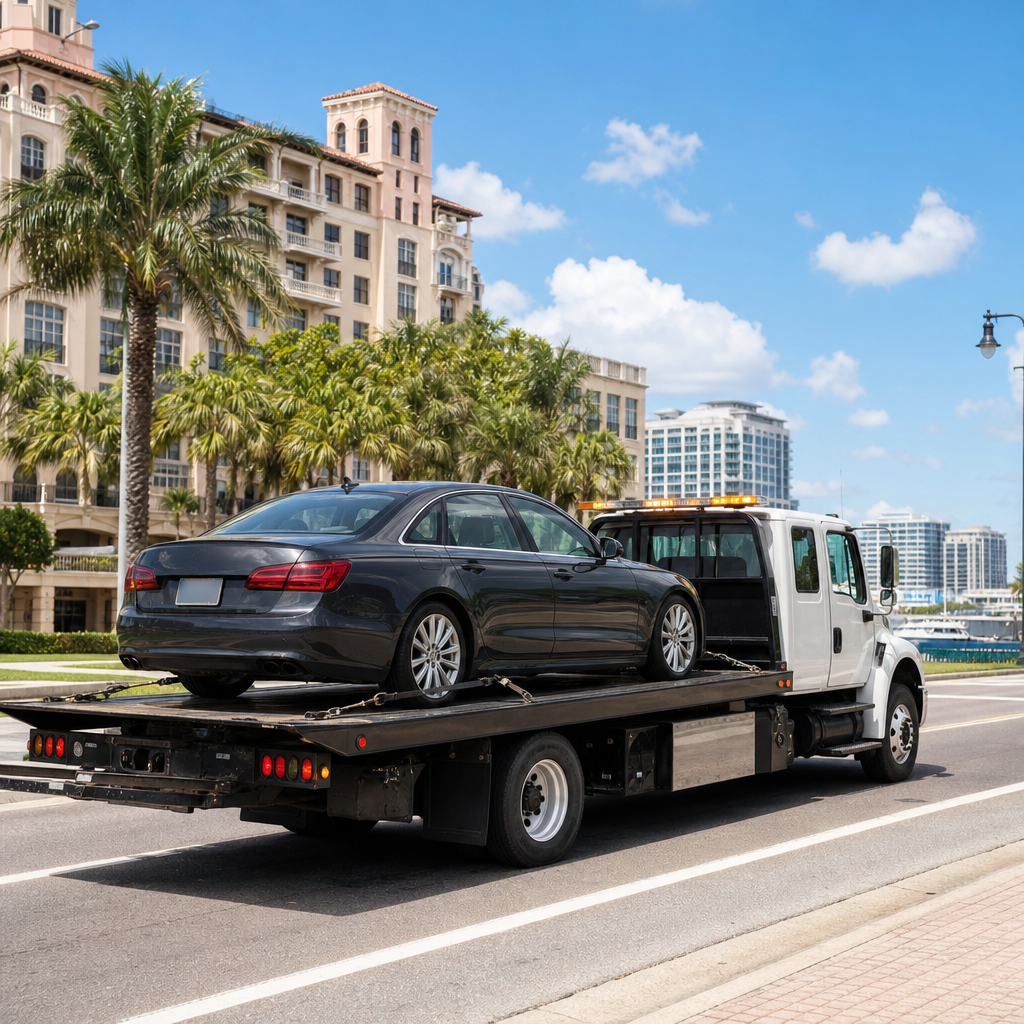 Towing in West Palm Beach — flatbed towing image in West Palm Beach